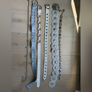 Elegant Women's Silver and White Belt Set